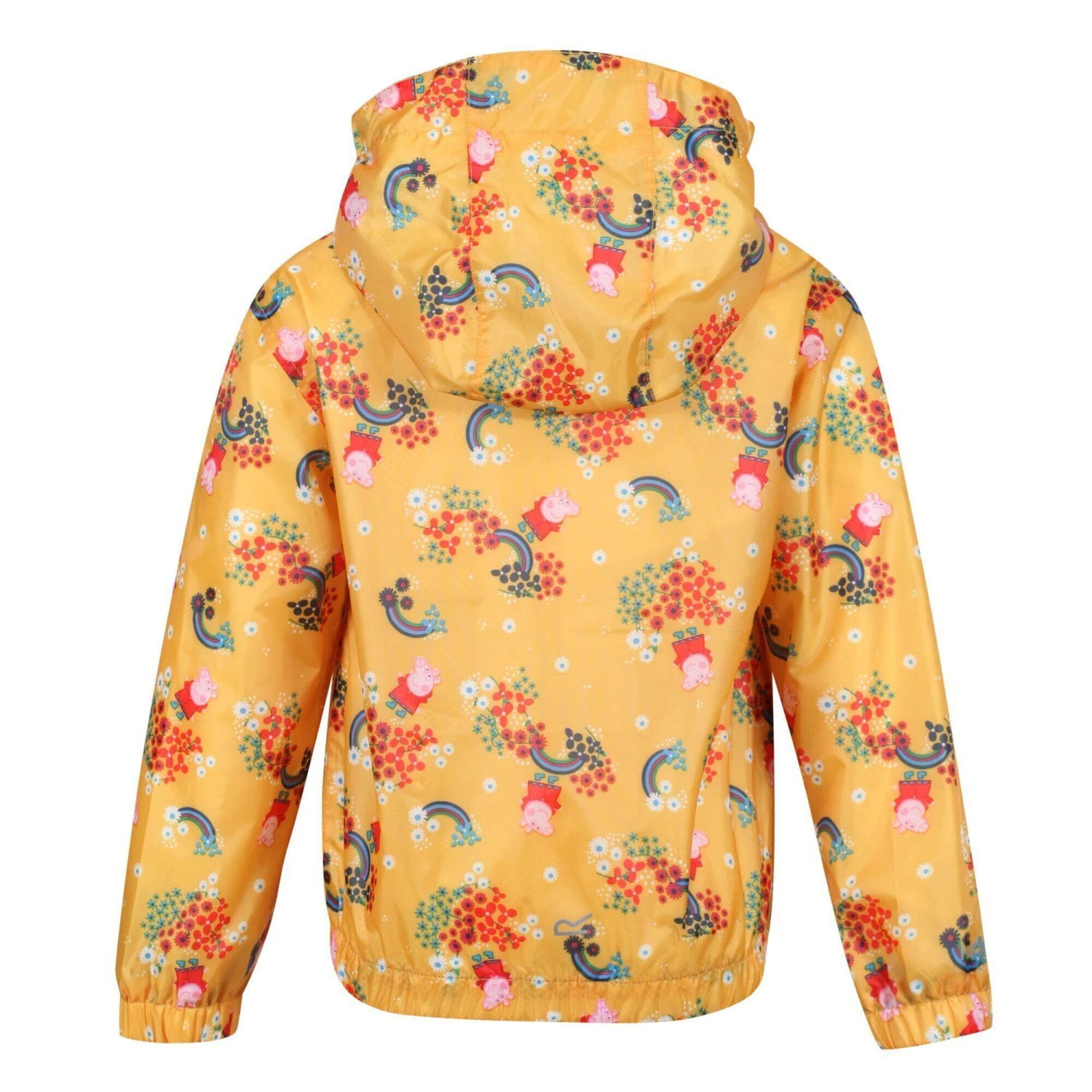 Regatta Childrens/Kids Muddy Puddle Peppa Pig Floral Hooded Waterproof Jacket (Glowlight 4 Regatta Childrens/Kids Muddy Puddle Peppa Pig Floral Hooded Waterproof Jacket (Glowlight - Image 2