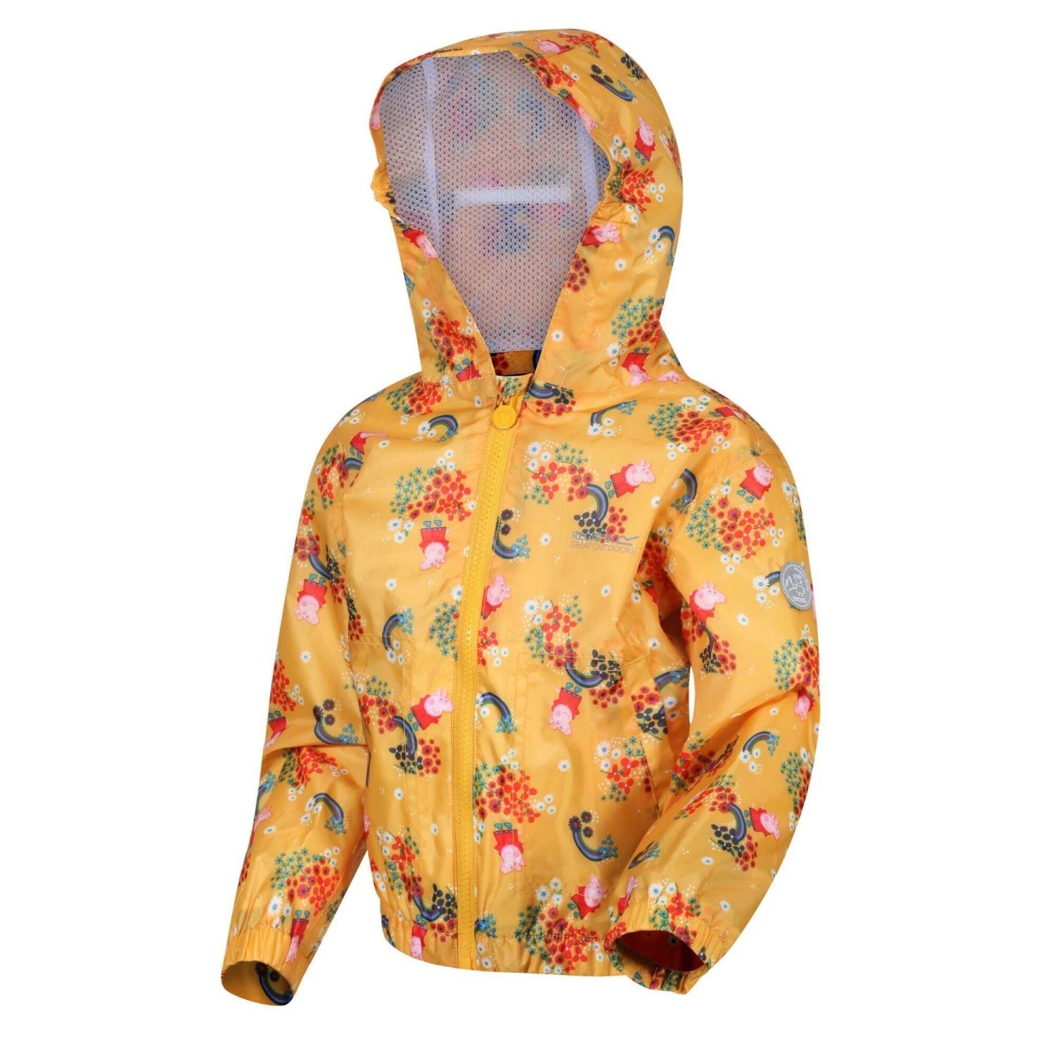 Regatta Childrens/Kids Muddy Puddle Peppa Pig Floral Hooded Waterproof Jacket (Glowlight 5 Regatta Childrens/Kids Muddy Puddle Peppa Pig Floral Hooded Waterproof Jacket (Glowlight - Image 3