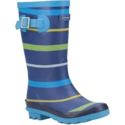 Cotswold Boys Stripe Wellington Boot (Blue/Green/Yellow)