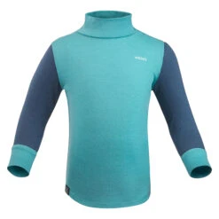 WEDZE Baby Ski Base Layer Top, Undershirt Merino Wool MERIWARM Turquoise -Outdoor Climbing Shop kd7ec44991637e01ebb972c2f2b9037c9