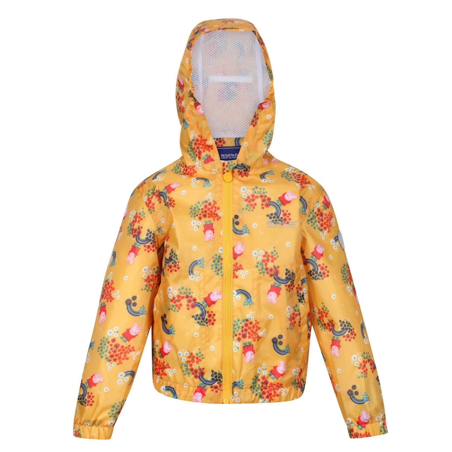 Regatta Childrens/Kids Muddy Puddle Peppa Pig Floral Hooded Waterproof Jacket (Glowlight 3 Regatta Childrens/Kids Muddy Puddle Peppa Pig Floral Hooded Waterproof Jacket (Glowlight