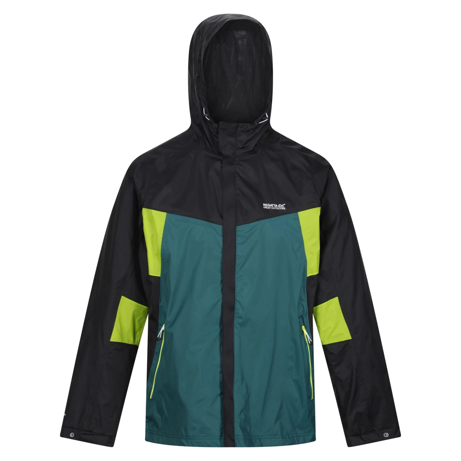Regatta Mens Dresford Waterproof Jacket (Black/Pacific Green) 3 Regatta Mens Dresford Waterproof Jacket (Black/Pacific Green)