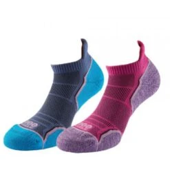 Womens/Ladies Run Ankle Socks (Pack Of 2) (Hot Pink/Lavender/Blue)