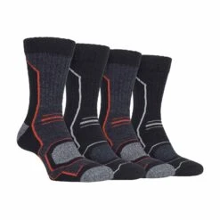 4 Pairs Mens Cushioned Anti Blister Breathable Walking Hiking Socks