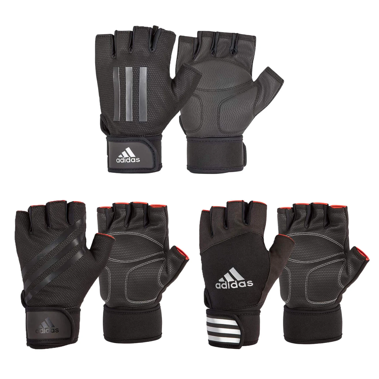 Adidas Half Finger Weight Lifting Gym Gloves, Black 7 Adidas Half Finger Weight Lifting Gym Gloves, Black - Image 5