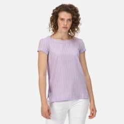 Regatta Womens/Ladies Jaelynn Dobby Cotton TShirt (Pastel Lilac) -Outdoor Climbing Shop k6f114cbabfc5ce17ad3b40438d28f320