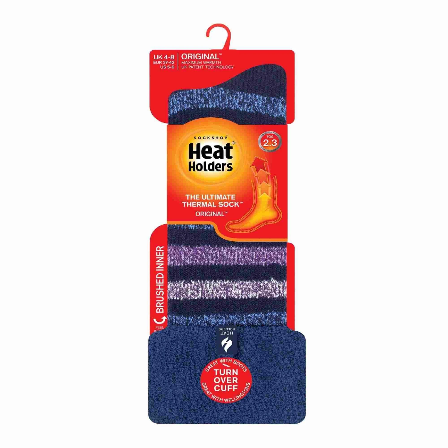 Ladies Multicoloured Striped Patterned Long Wellington Boot Thermal Socks 4 Ladies Multicoloured Striped Patterned Long Wellington Boot Thermal Socks - Image 2