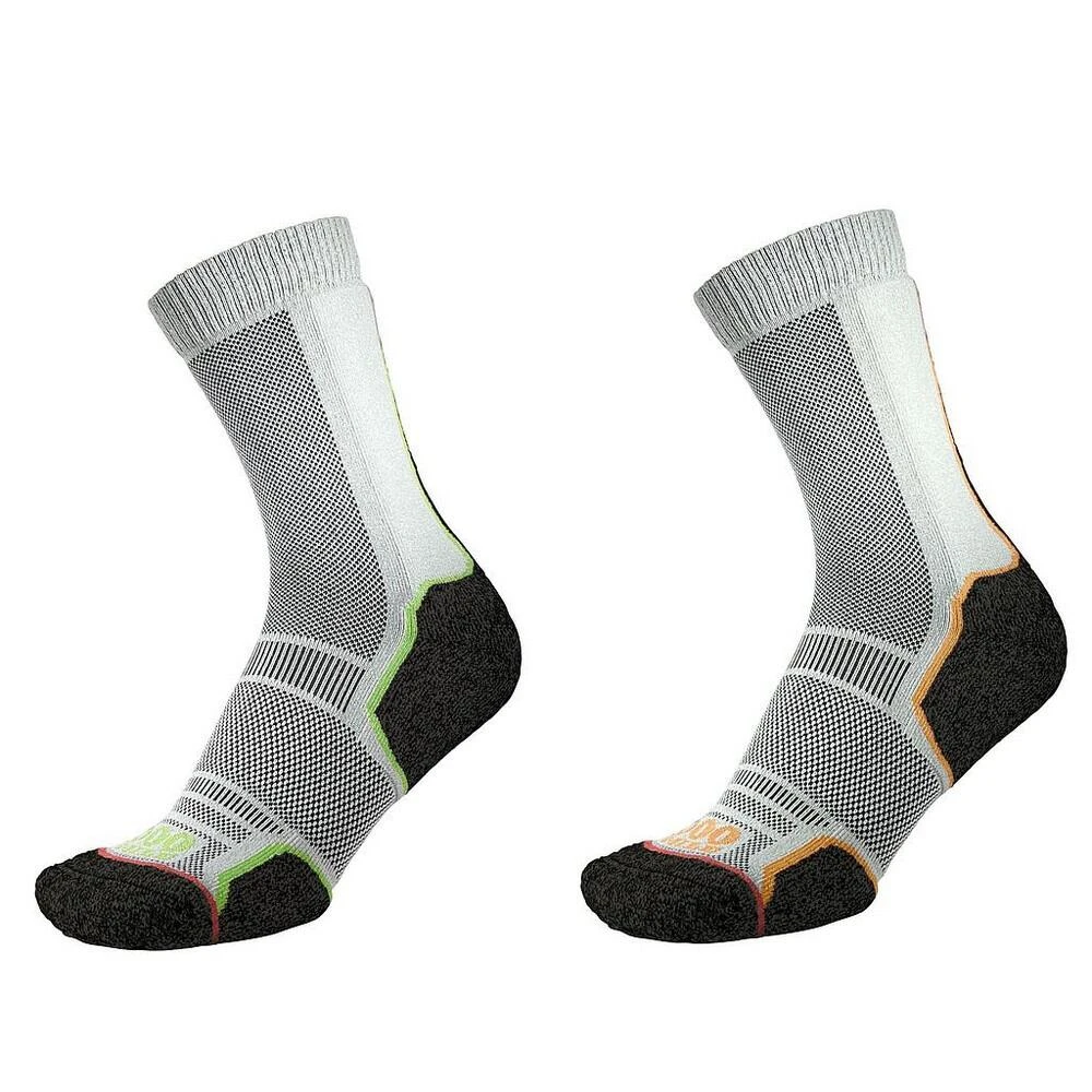 Mens Trek Recycled Socks (Pack Of 2) (Black/Orange/Green) 3 Mens Trek Recycled Socks (Pack Of 2) (Black/Orange/Green)