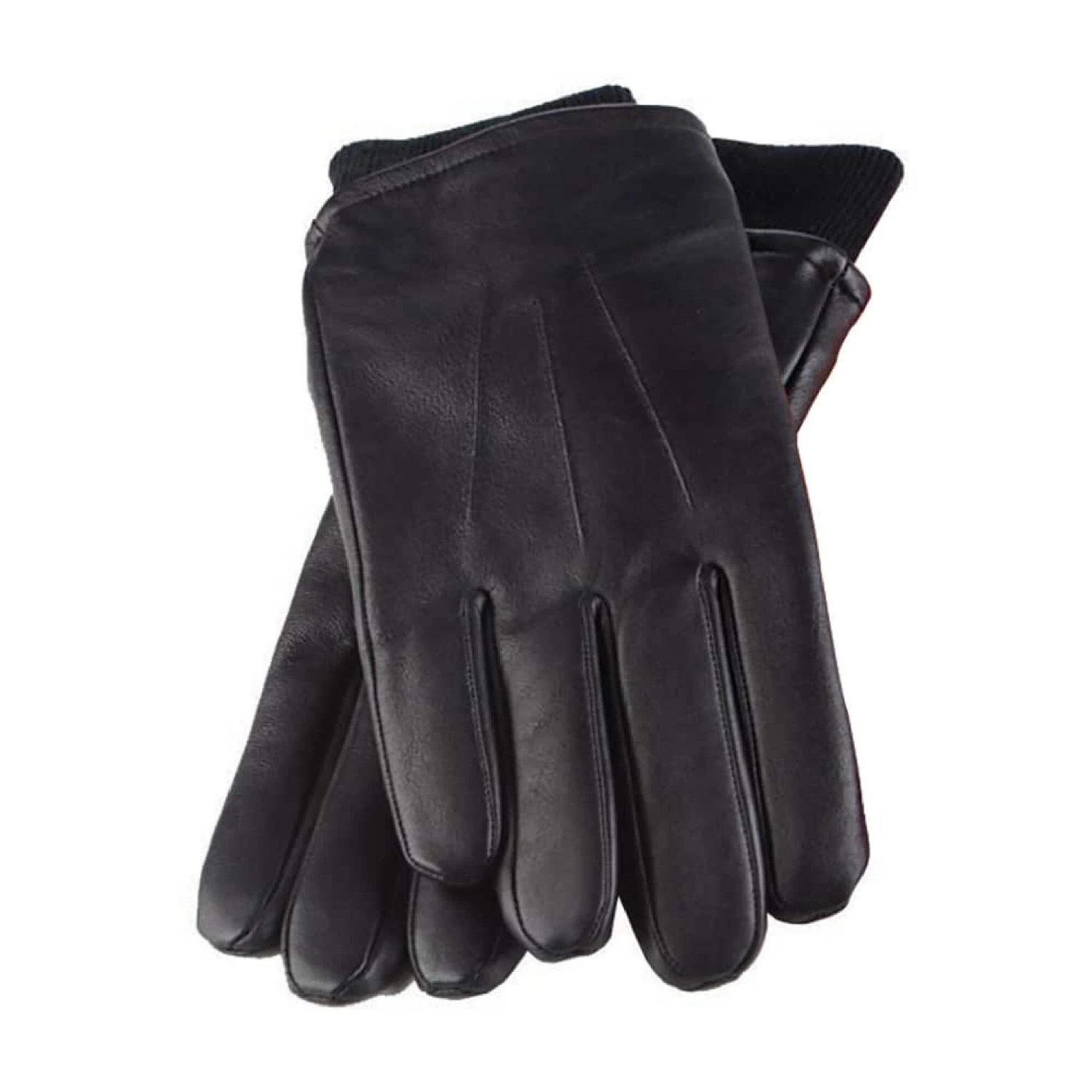 Mens Black Winter Fleece Lined Thermal Leather Gloves 3 Mens Black Winter Fleece Lined Thermal Leather Gloves